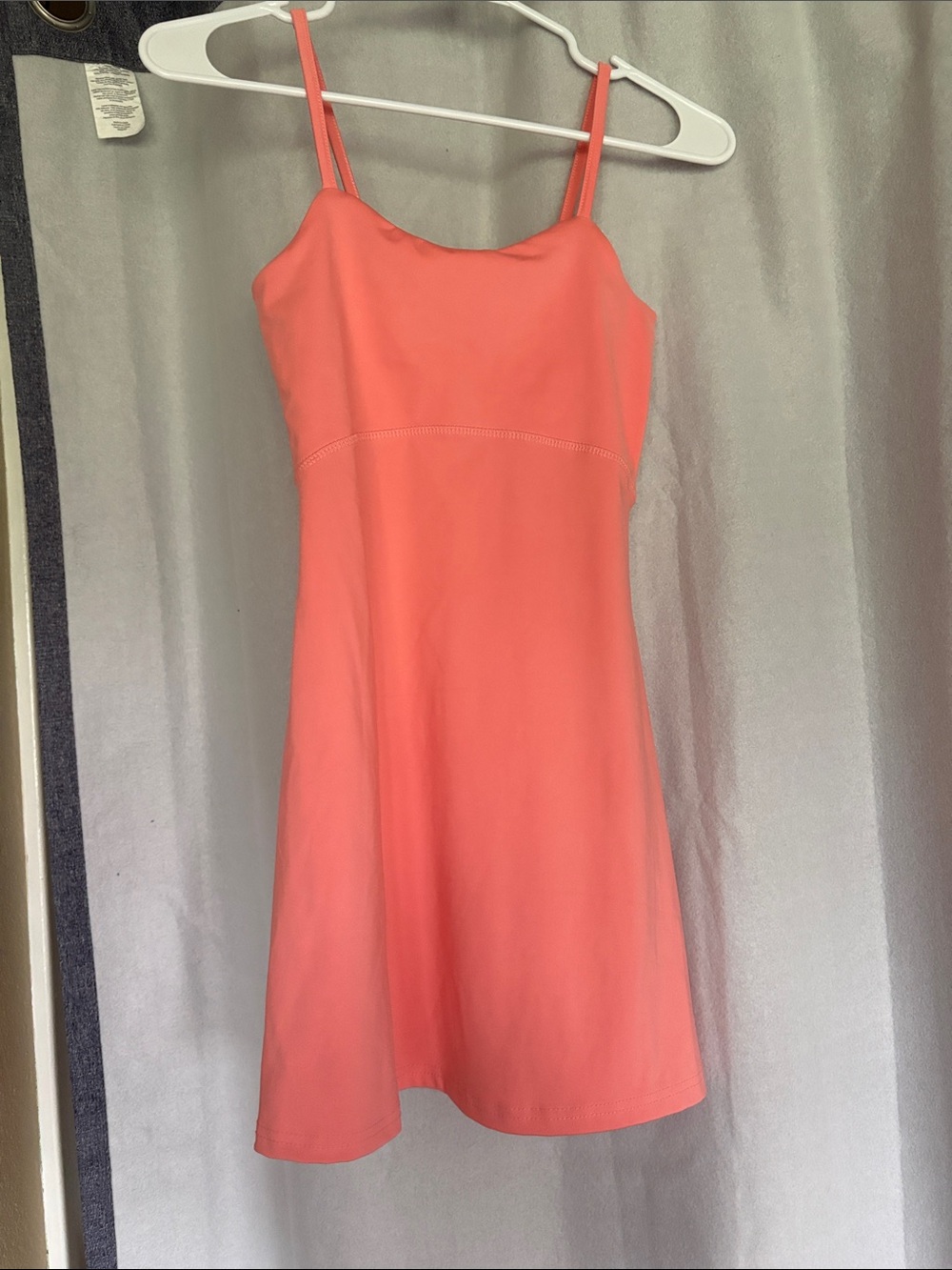 Coral Spaghetti-Strap Mini Dress with Flattering A-Line
